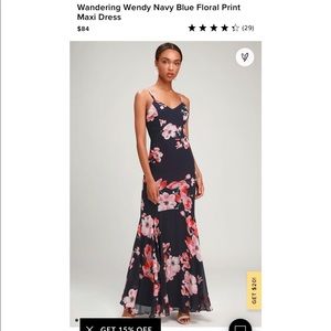 Wandering Wendy Navy Blue Floral Print Maxi Dress